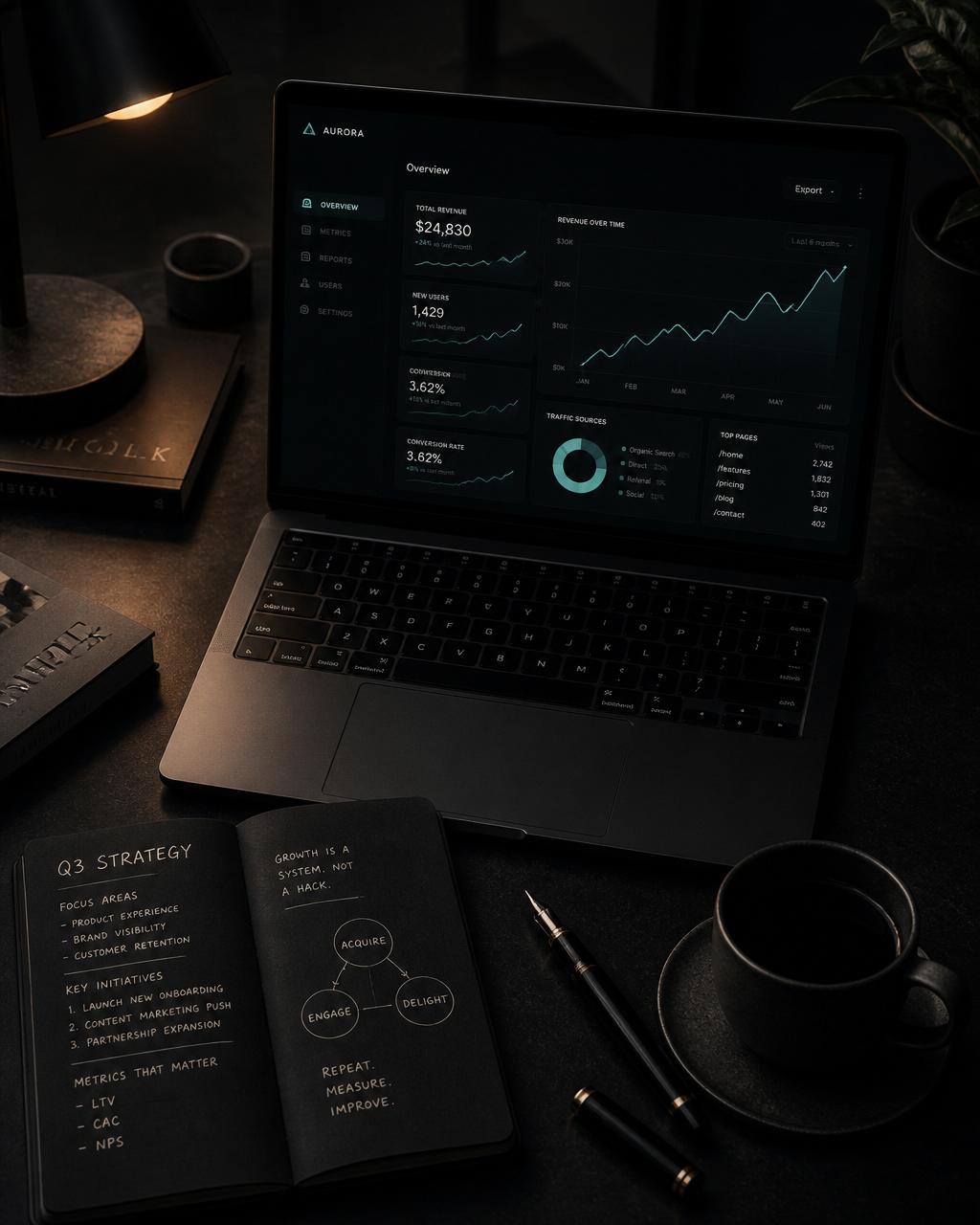 Growth analytics dashboard and strategy notebook